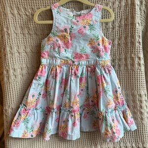Ruffle Butts Pink and Blue Floral Dress 100% Cotton